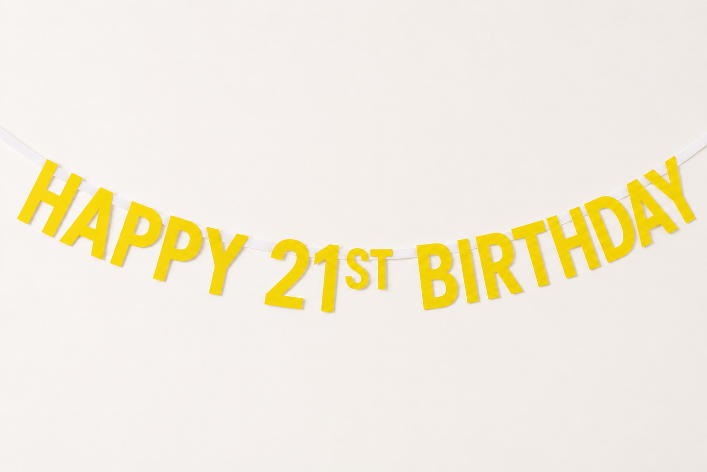 A Sunshine Yellow 'HAPPY 21ST BIRTHDAY' Custom Made Personalised Banner Choose your Age