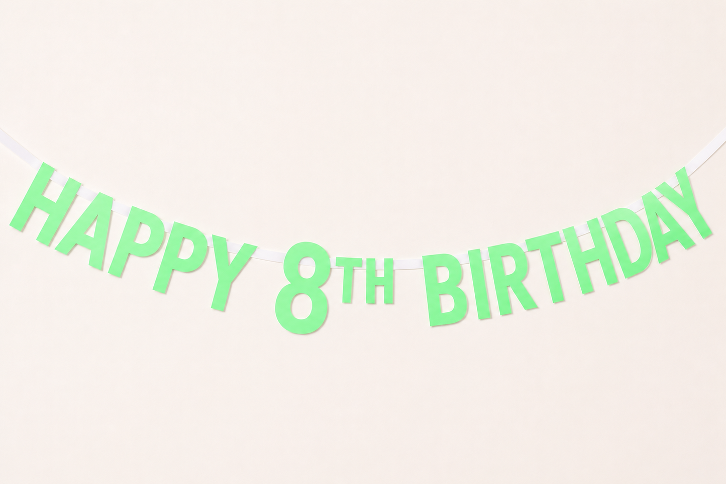 A mint 'HAPPY 8TH BIRTHDAY' Custom Made Personalised Banner Choose your Age