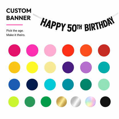 Any Age Birthday Banner | Pick Your Colour | Handmade UK