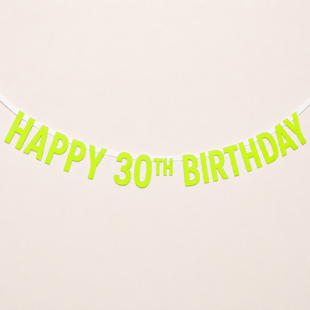 A lime 'HAPPY 30TH BIRTHDAY' Custom Made Personalised Banner Choose your Age
