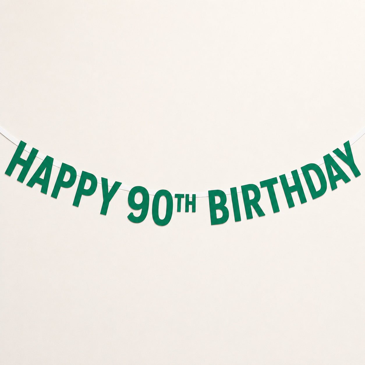An Emerald Green 'HAPPY 90TH BIRTHDAY' Custom Made Personalised Banner Choose your Age