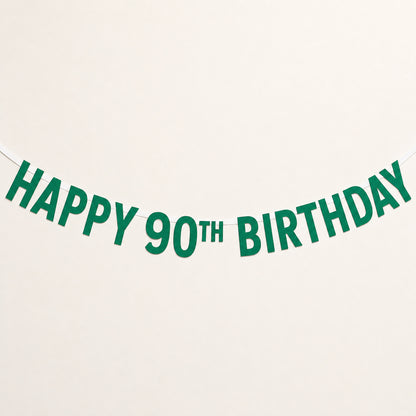 An Emerald Green 'HAPPY 90TH BIRTHDAY' Custom Made Personalised Banner Choose your Age