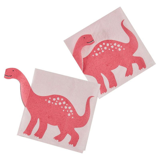 Pink Dinosaur Party Napkins by Ginger Ray UK