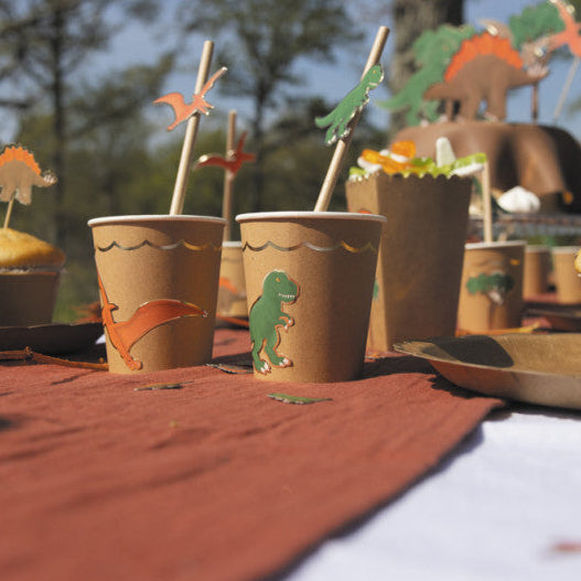 Paper Straws with Dinosaur shaped toppers for Dinosaur parties