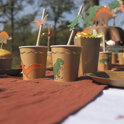 Paper Straws with Dinosaur shaped toppers for Dinosaur parties