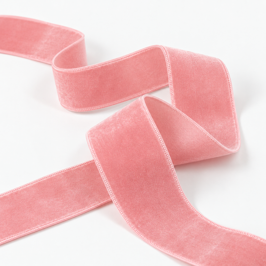 Soft pink velvet ribbon 25mm wide for bows and gift wrapping