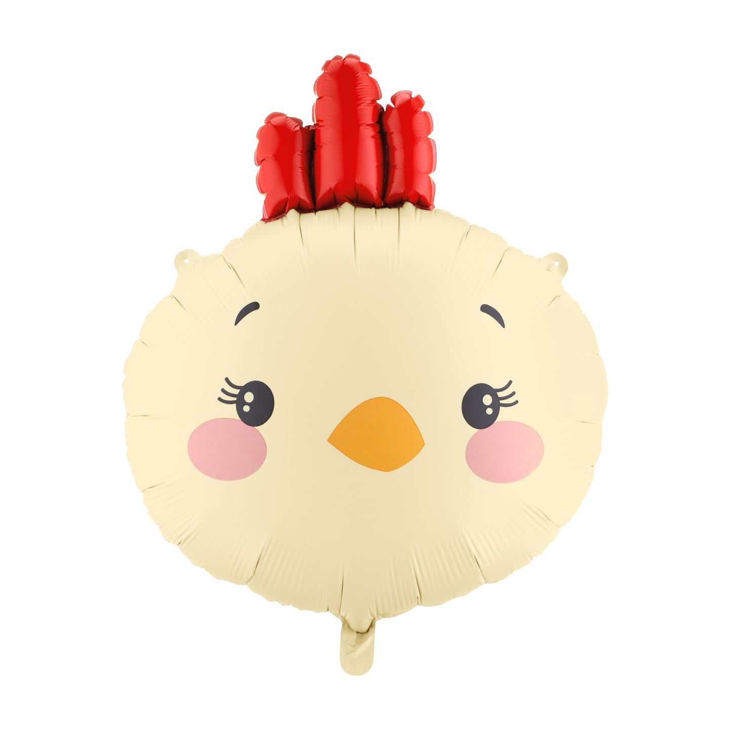 Cute chicken foil balloon with red comb and rosy cheeks for farm themed parties