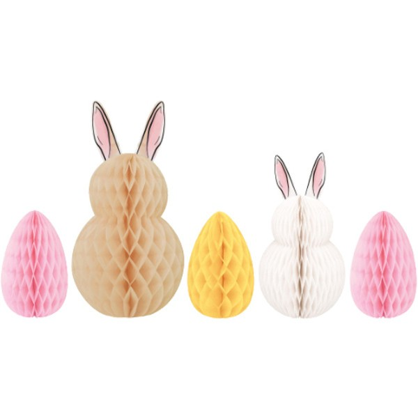 Honeycomb bunny and egg easter decorations