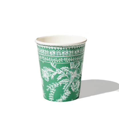 Disposable Cups for special Occasions | Emerald Green Toile Paper Cups by Coterie UK