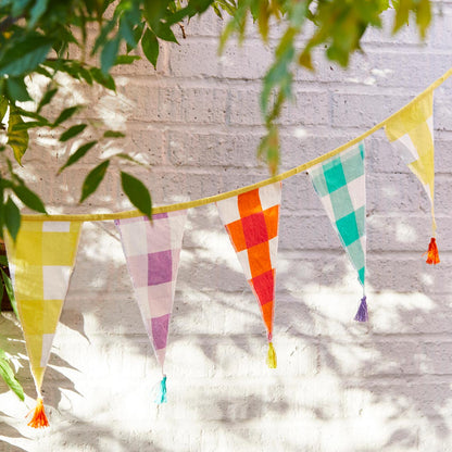 Fabric Gingham Bunting - Talking Tables - Pretty Little Party Shop