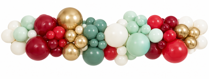 Red, green, mint, white and gold Christmas balloon garland kit 