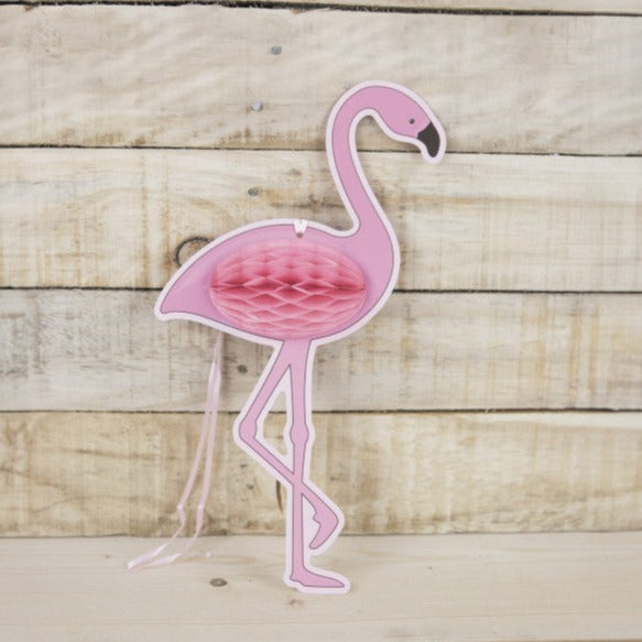 PInk Flamingo Hanging Party Decoration with Honeycomb ball wings