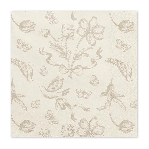 Decorative paper with floral and butterfly pattern on a white background
