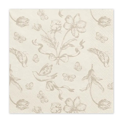 Decorative paper with floral and butterfly pattern on a white background