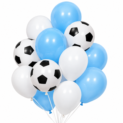 Claret and light blue football balloon mix