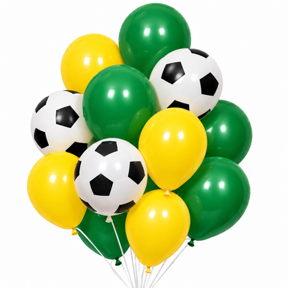 Yellow and green football party balloons
