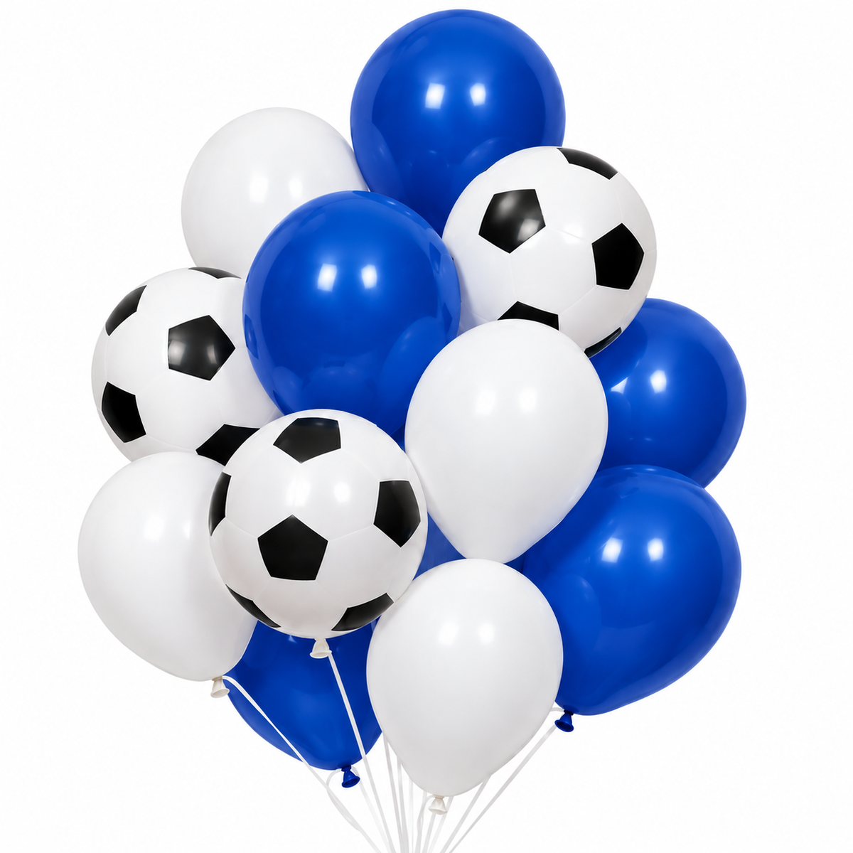 Royal blue and white football party balloon mix