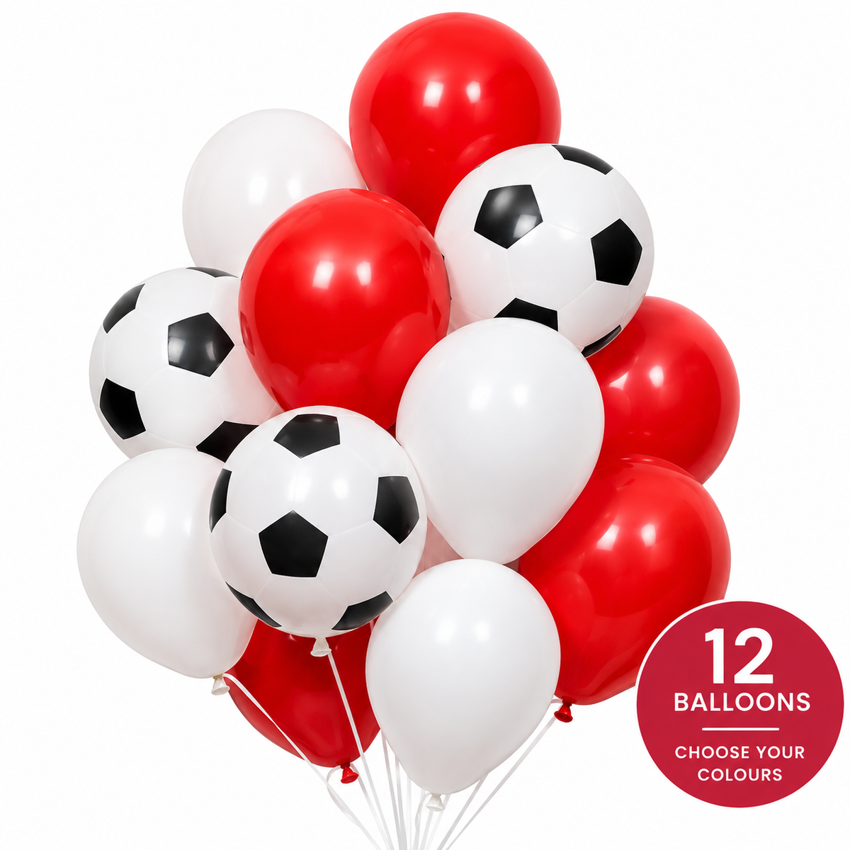 Red and White football party balloons