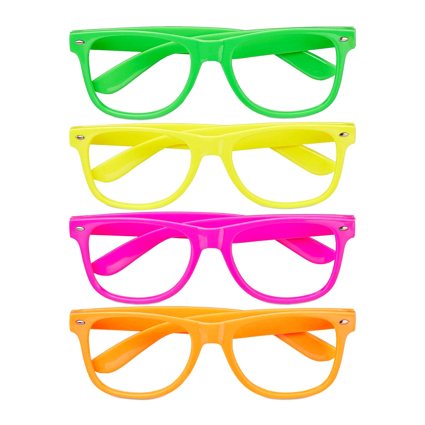 Pack of 4 Neon Party Glasses | Bright & Sturdy Glow Glasses for Adults & Kids
