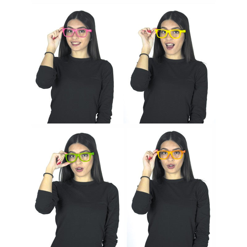 Pack of 4 Neon Party Glasses | Bright & Sturdy Glow Glasses for Adults & Kids