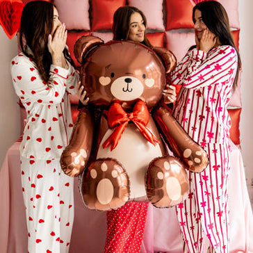 Giant Bear with a Red Bow Balloon