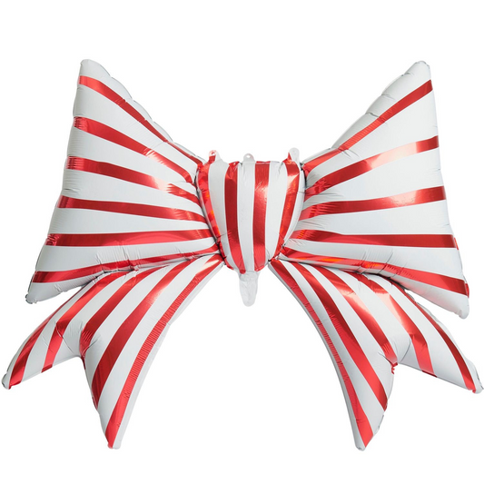 Red and white striped foil balloon in bow shape for Christmas Parties