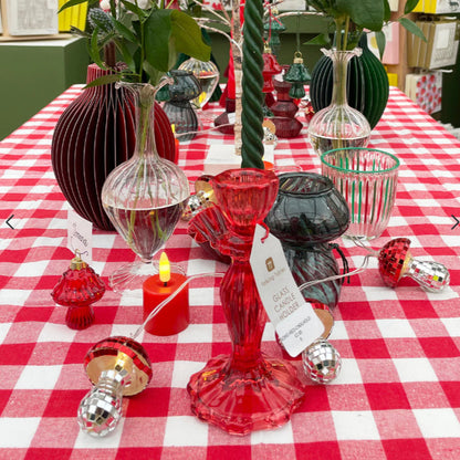 Red Gingham Fabric Tablecloth