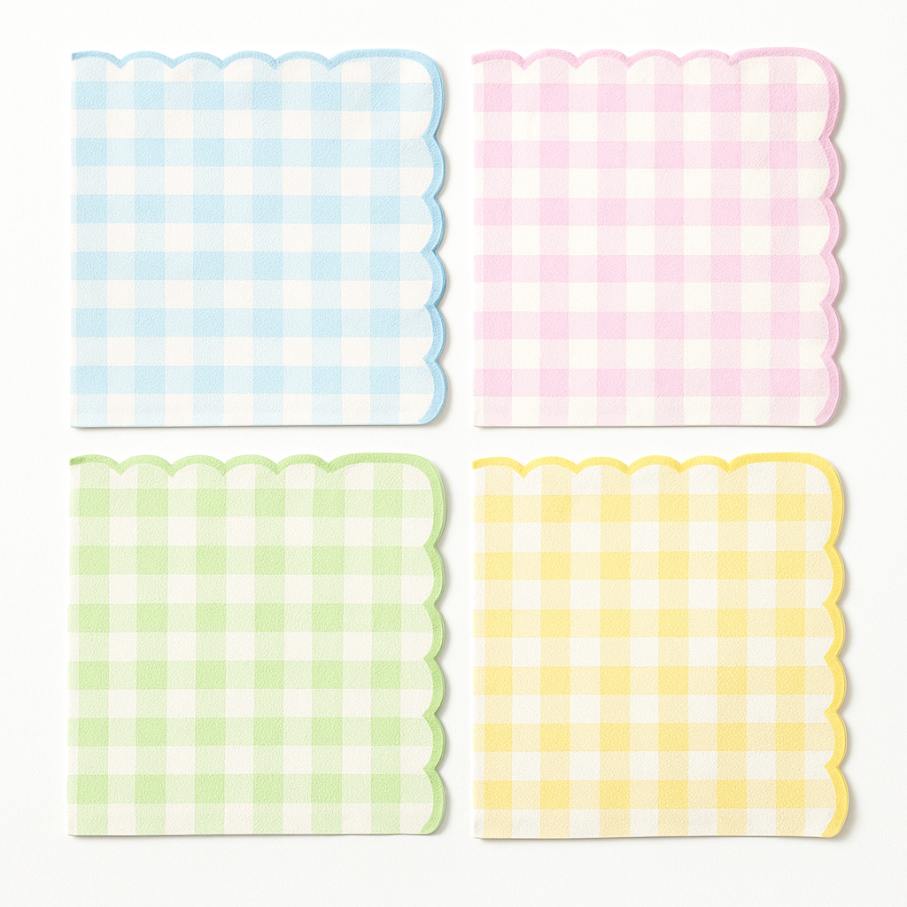 Gingham Pastel Coloured Napkin Serviettes