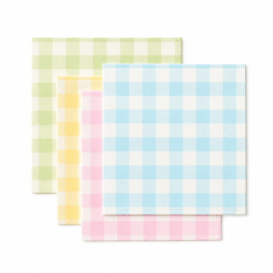 Gingham Paper Napkins in Pastel Colours - Pink, Green, Blue, Yellow