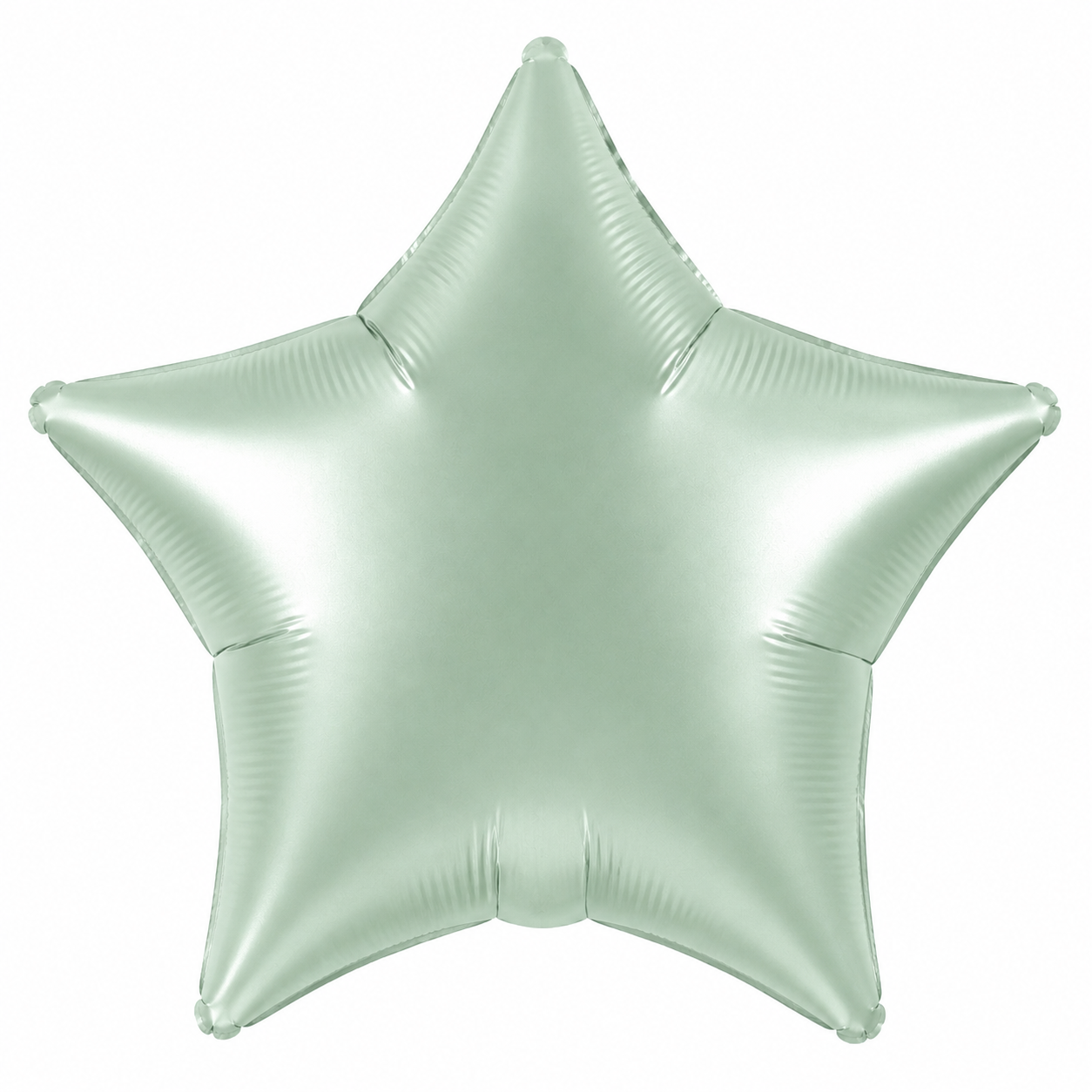A metallic pale mint green star-shaped foil balloon on a solid white background.