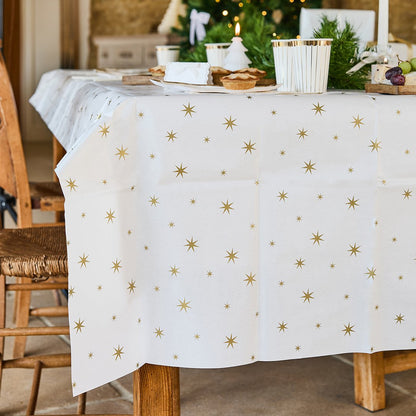 Gold Stars Paper Tablecloth