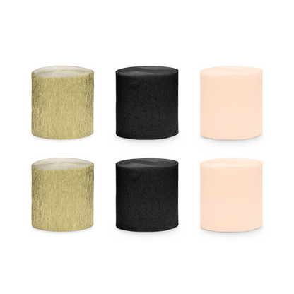 Paper Streamer Set Black, Gold, Blush