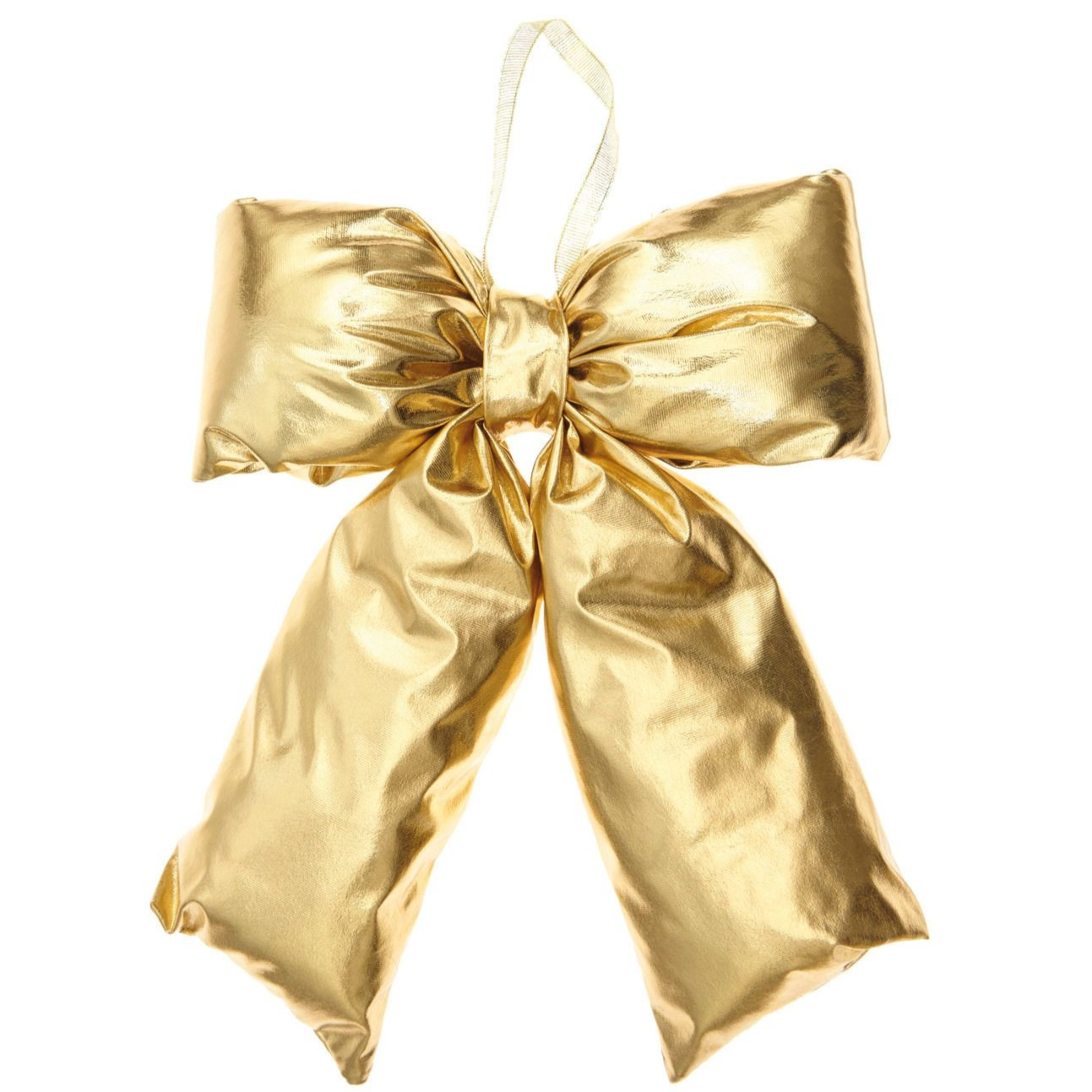 large shiny gold bows! Gorgeous fabric bow puffed up to make the most wonderful decoration.