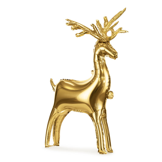 Festive gold standing reindeer foil balloon no helium required