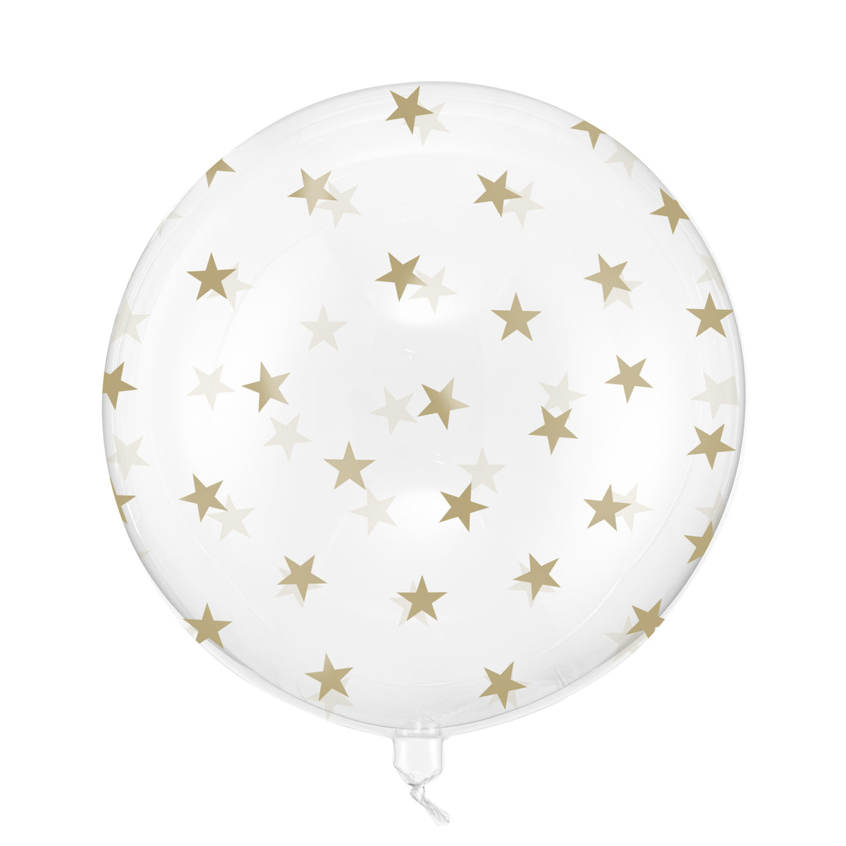Giant clear bubble balloon printed with metallic gold stars