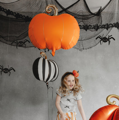 Pumpkin Balloon - Black White & Gold