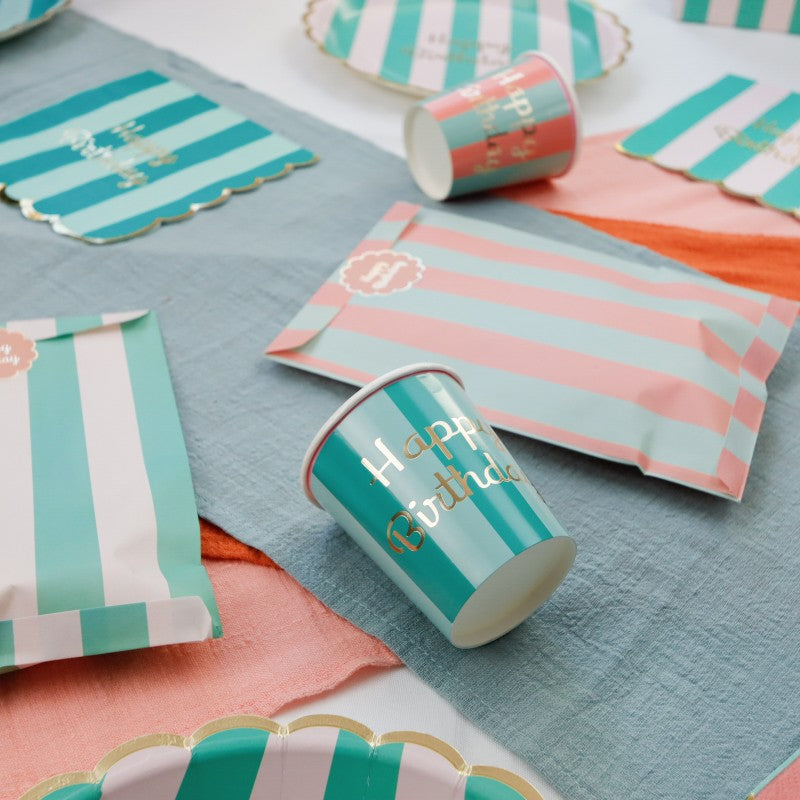 Happy Birthday Striped Party Cups vintage Circus Theme