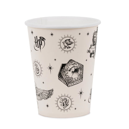 Harry Potter Hogwarts paper cups with vintage cream and black magical design