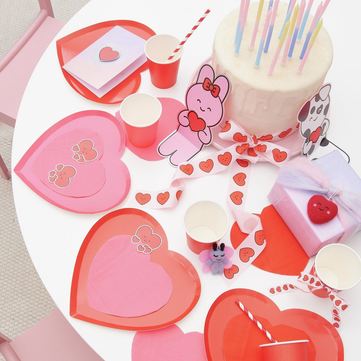 Red Heart Shaped Paper Party Plates