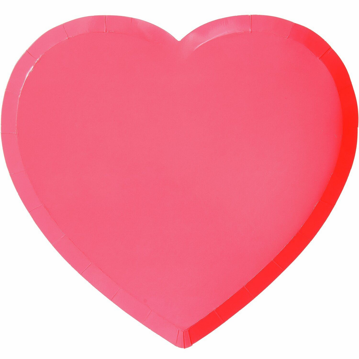 Bright neon pink heart-shaped paper party plate