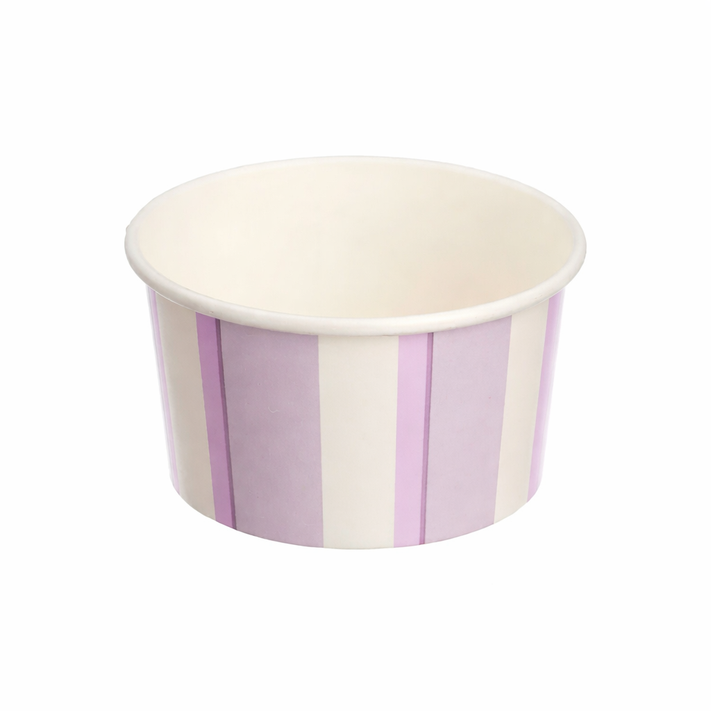 6oz lilac striped party treat tub for ice cream and sweets