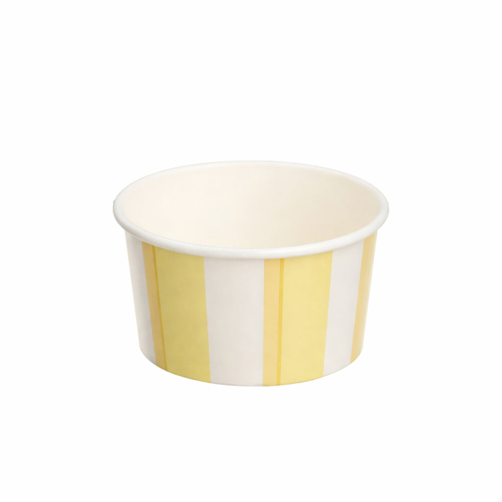 6oz yellow striped party treat tub for ice cream and sweets
