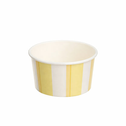 6oz yellow striped party treat tub for ice cream and sweets