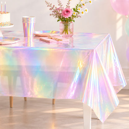 Iridescent Plastic Tablecloth | Rainbow Party Table Cover