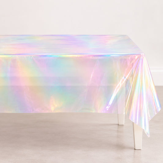 Iridescent Plastic Tablecloth | Rainbow Party Table Cover
