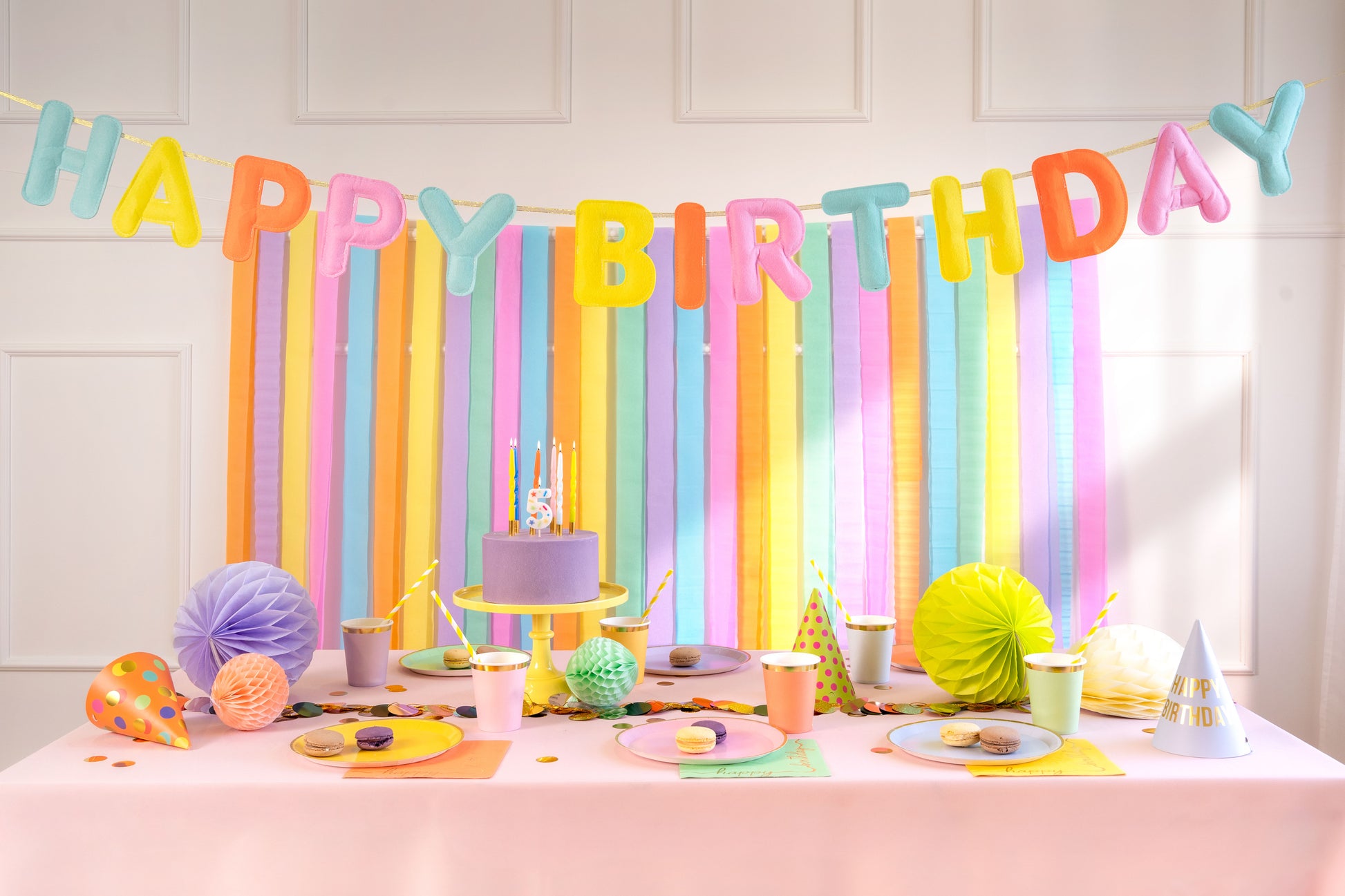 Large Felt Happy Birthday Banner | Rainbow Reusable Decoration