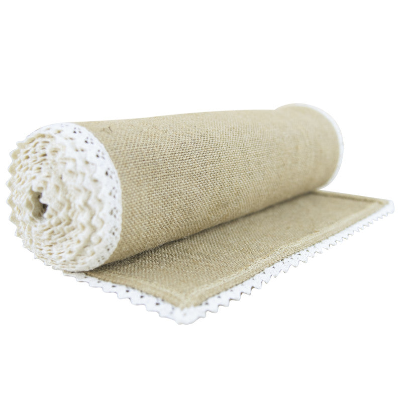 Jute Table runner with a pretty cotton Edge