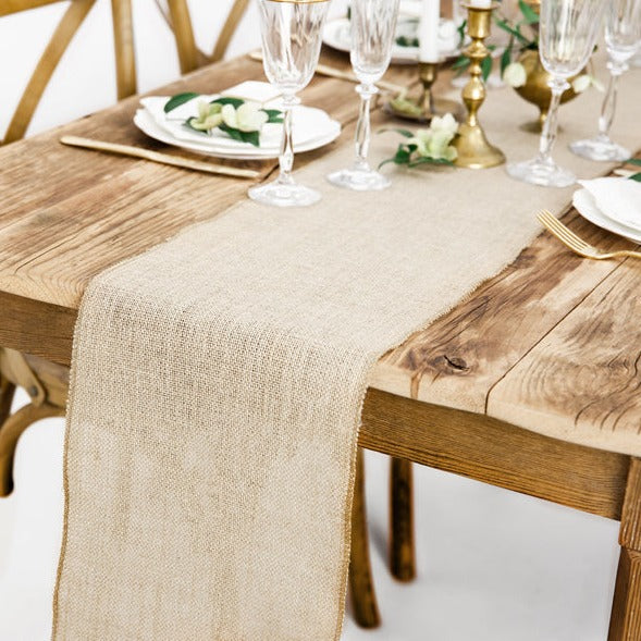 10-Pack Natural Burlap Table Runners – 100% Jute Hessian, Wedding & Event Decor, India