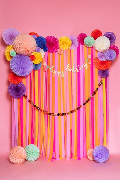 Crepe Paper Decoration Set in Pinks and Oranges UK