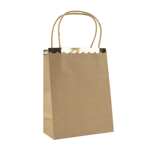 Kraft and gold Paper Kraft Paper Bag with Scalloped edge